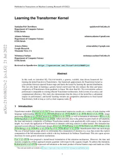 On Learning the Transformer Kernel