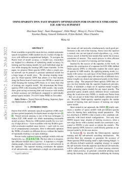 Omni-sparsity DNN: Fast Sparsity Optimization for On-Device Streaming
  E2E ASR via Supernet