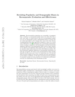 Revisiting Popularity and Demographic Biases in Recommender Evaluation
  and Effectiveness