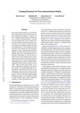 Training Dynamics for Text Summarization Models