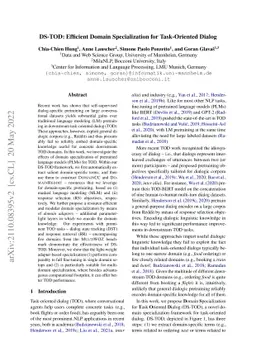 DS-TOD: Efficient Domain Specialization for Task Oriented Dialog