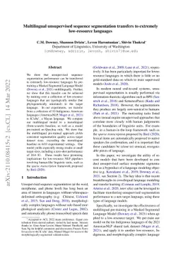 Multilingual unsupervised sequence segmentation transfers to extremely
  low-resource languages
