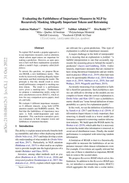 Evaluating the Faithfulness of Importance Measures in NLP by Recursively
  Masking Allegedly Important Tokens and Retraining