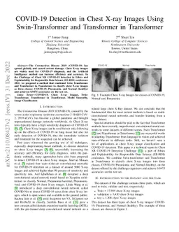 COVID-19 Detection in Chest X-ray Images Using Swin-Transformer and
  Transformer in Transformer
