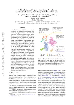Seeking Patterns, Not just Memorizing Procedures: Contrastive Learning
  for Solving Math Word Problems