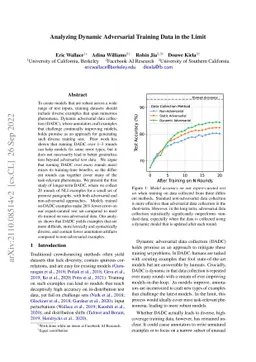 Analyzing Dynamic Adversarial Training Data in the Limit