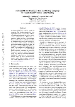 MarkupLM: Pre-training of Text and Markup Language for Visually-rich
  Document Understanding