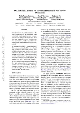 DISAPERE: A Dataset for Discourse Structure in Peer Review Discussions