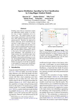 Sparse Distillation: Speeding Up Text Classification by Using Bigger
  Student Models