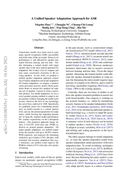 A Unified Speaker Adaptation Approach for ASR