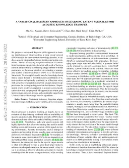 A Variational Bayesian Approach to Learning Latent Variables for
  Acoustic Knowledge Transfer