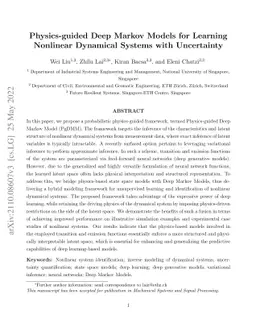 Physics-guided Deep Markov Models for Learning Nonlinear Dynamical
  Systems with Uncertainty