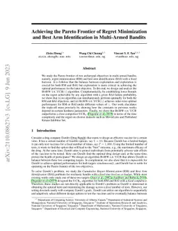 Achieving the Pareto Frontier of Regret Minimization and Best Arm
  Identification in Multi-Armed Bandits