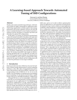A Learning-based Approach Towards Automated Tuning of SSD Configurations