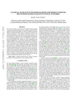Classical-to-Quantum Transfer Learning for Spoken Command Recognition
  Based on Quantum Neural Networks