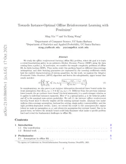 Towards Instance-Optimal Offline Reinforcement Learning with Pessimism