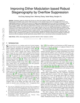 Improving Dither Modulation based Robust Steganography by Overflow
  Suppression