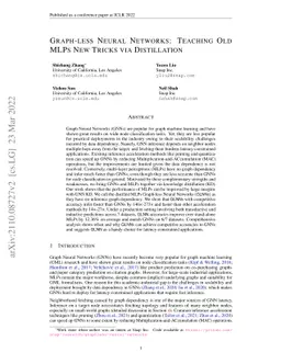 Graph-less Neural Networks: Teaching Old MLPs New Tricks via
  Distillation