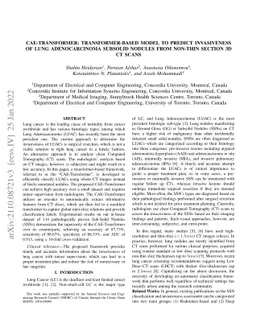 CAE-Transformer: Transformer-based Model to Predict Invasiveness of Lung
  Adenocarcinoma Subsolid Nodules from Non-thin Section 3D CT Scans