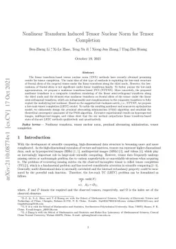 Nonlinear Transform Induced Tensor Nuclear Norm for Tensor Completion