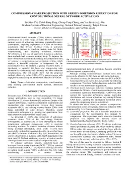 Compression-aware Projection with Greedy Dimension Reduction for
  Convolutional Neural Network Activations