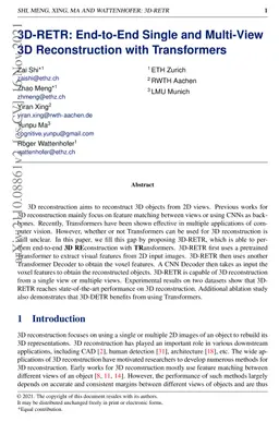 3D-RETR: End-to-End Single and Multi-View 3D Reconstruction with
  Transformers