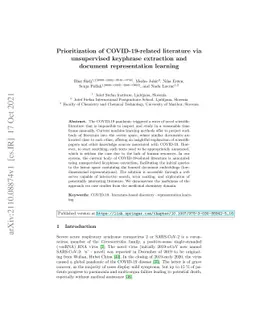 Prioritization of COVID-19-related literature via unsupervised keyphrase
  extraction and document representation learning