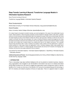Deep Transfer Learning & Beyond: Transformer Language Models in
  Information Systems Research