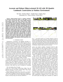 Accurate and Robust Object-oriented SLAM with 3D Quadric Landmark
  Construction in Outdoor Environment