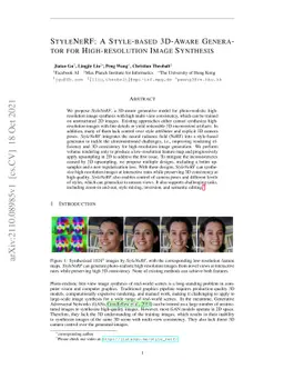 StyleNeRF: A Style-based 3D-Aware Generator for High-resolution Image
  Synthesis