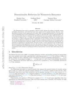 Dimensionality Reduction for Wasserstein Barycenter