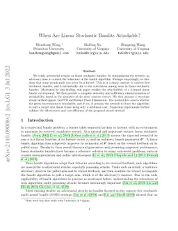When Are Linear Stochastic Bandits Attackable?