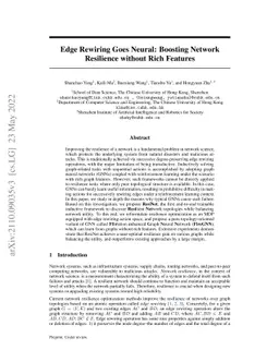 Edge Rewiring Goes Neural: Boosting Network Resilience without Rich
  Features