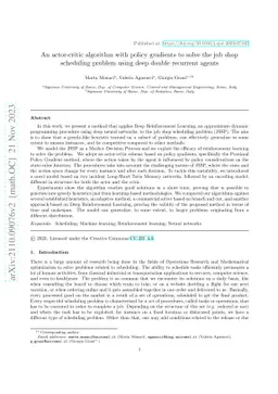 An actor-critic algorithm with policy gradients to solve the job shop
  scheduling problem using deep double recurrent agents