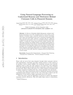 Using Natural Language Processing to Understand Reasons and Motivators
  Behind Customer Calls in Financial Domain