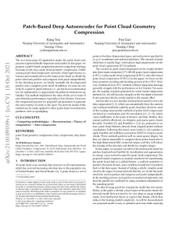 Patch-Based Deep Autoencoder for Point Cloud Geometry Compression