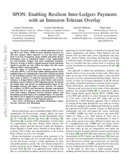 SPON: Enabling Resilient Inter-Ledgers Payments with an
  Intrusion-Tolerant Overlay