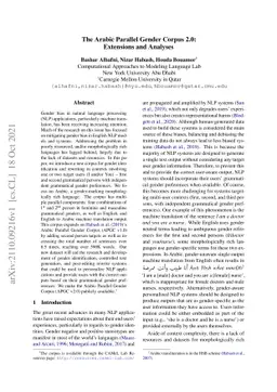 The Arabic Parallel Gender Corpus 2.0: Extensions and Analyses