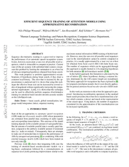 Efficient Sequence Training of Attention Models using Approximative
  Recombination