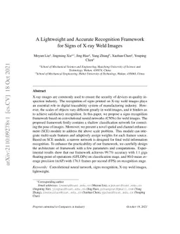 A Lightweight and Accurate Recognition Framework for Signs of X-ray Weld
  Images