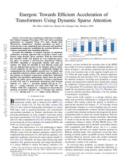 Energon: Towards Efficient Acceleration of Transformers Using Dynamic
  Sparse Attention