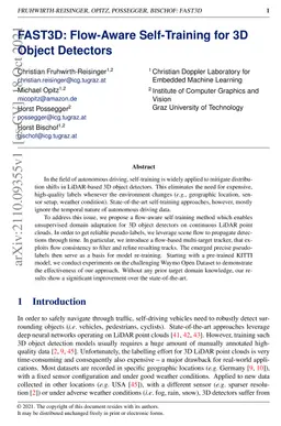 FAST3D: Flow-Aware Self-Training for 3D Object Detectors