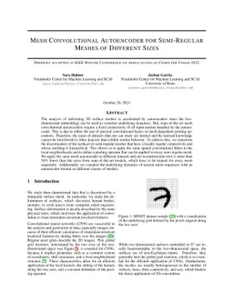 Mesh Convolutional Autoencoder for Semi-Regular Meshes of Different
  Sizes