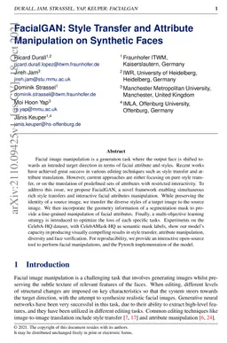FacialGAN: Style Transfer and Attribute Manipulation on Synthetic Faces