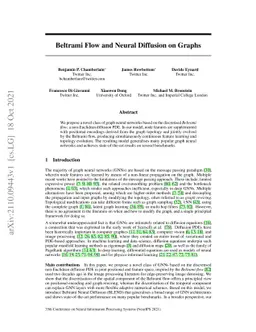Beltrami Flow and Neural Diffusion on Graphs