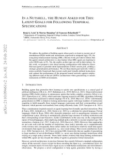 In a Nutshell, the Human Asked for This: Latent Goals for Following
  Temporal Specifications