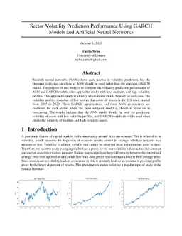Sector Volatility Prediction Performance Using GARCH Models and
  Artificial Neural Networks