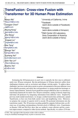 TransFusion: Cross-view Fusion with Transformer for 3D Human Pose
  Estimation