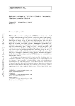 Efficient Analysis of COVID-19 Clinical Data using Machine Learning
  Models