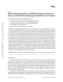 Robust Representation and Efficient Feature Selection Allows for
  Effective Clustering of SARS-CoV-2 Variants
